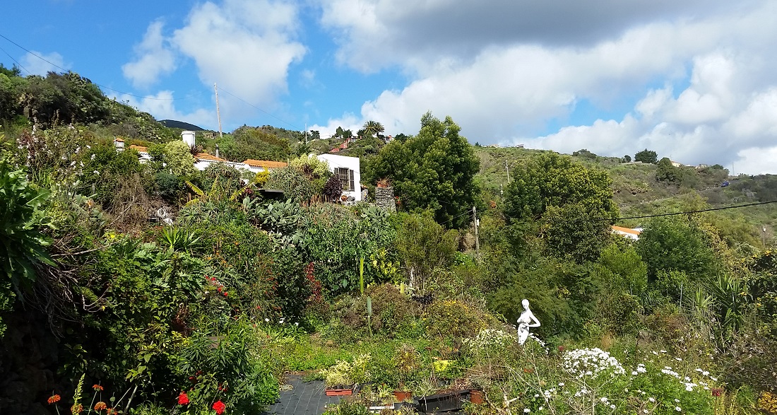 Haus, Garten und Gärtnerei von Heiko Bartsch schmiegen sich auf 450 Meter Höhe an einen Osthang auf La Palma © GartenRadio.fm