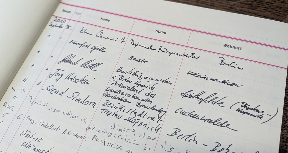 Der damalige regierende Bürgermeister Klaus Wowereit hat das neue Gästebuch eröffnet.