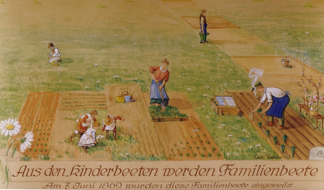 Kinder sollten raus an die frische Luft und sich bewegen, Gemälde von Curt Richter 1928  © Kleingärtnermuseum