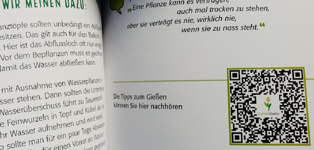 Ein QR-Code in jedem Kapitel führt direkt zur passenden Sendung © GartenRadio.fm